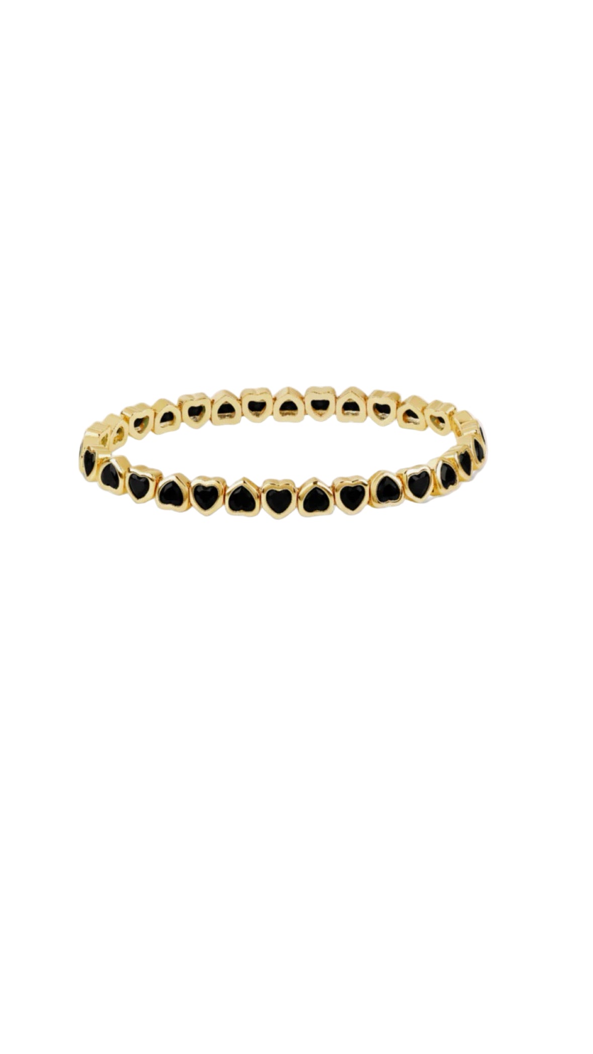Black Bezel Heart Stretch Bracelet