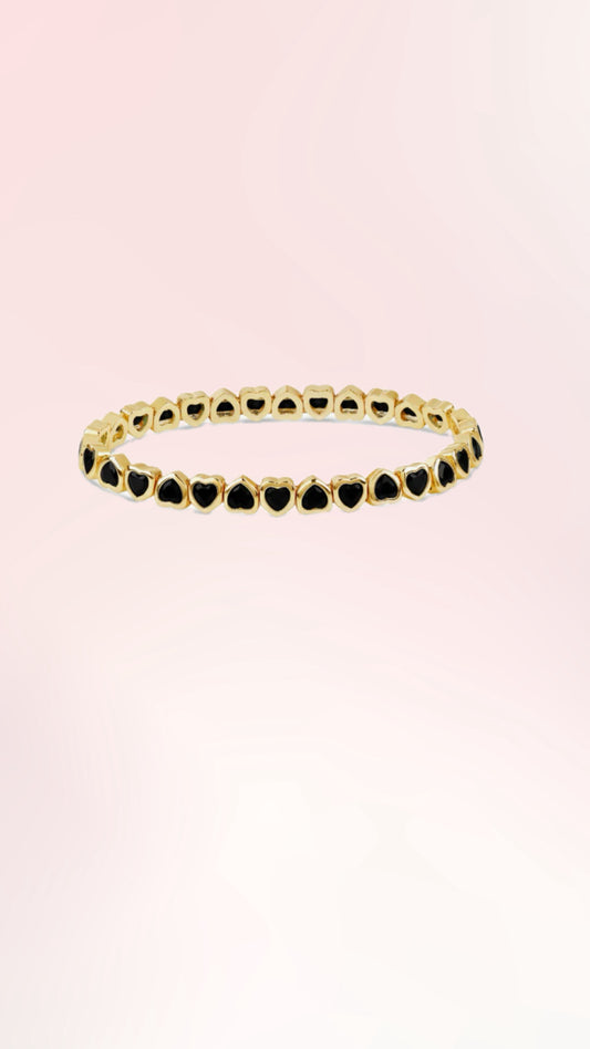MINI BLACK STRETCHY
BEZEL HEART BRACELET
