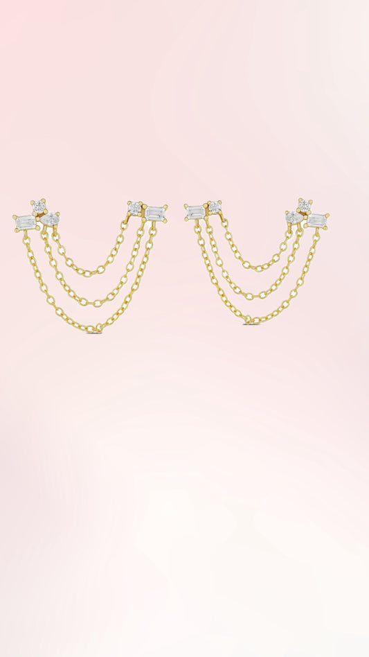 Diamond Drape Double Studs