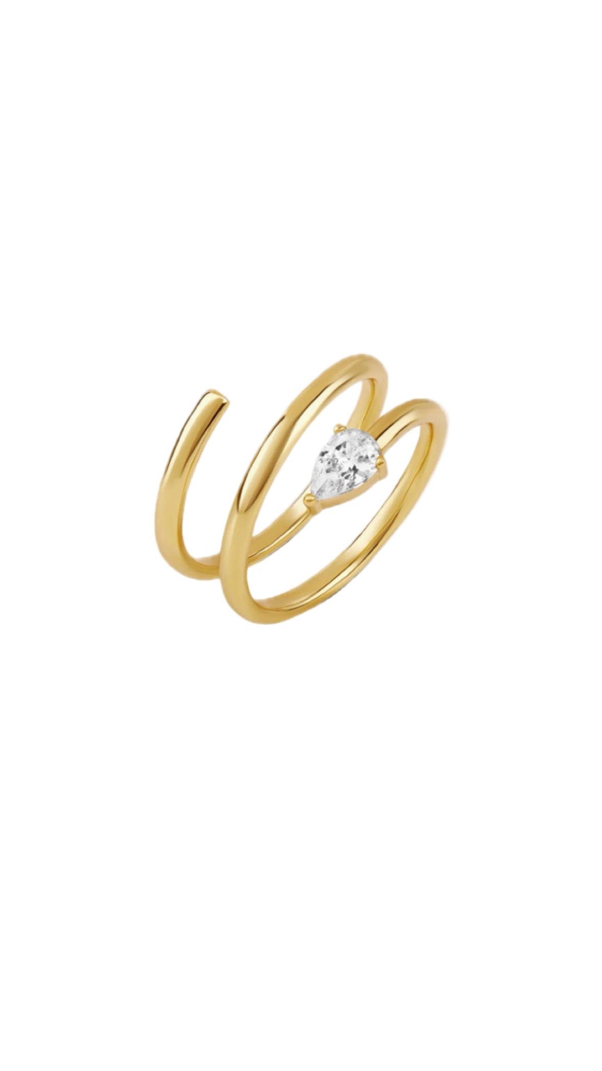 SPIRAL DIAMOND PEAR RING